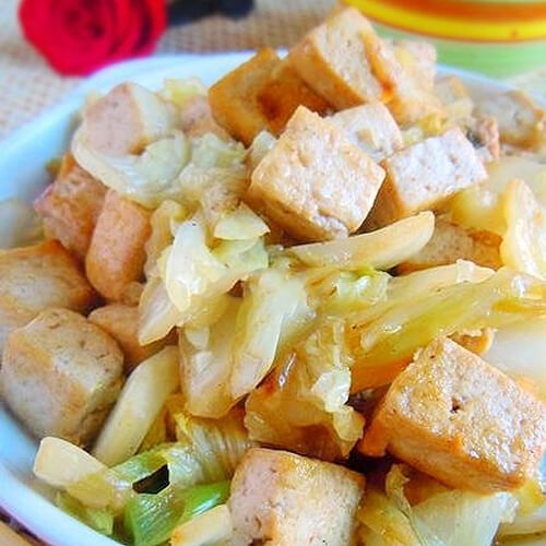 白菜梗烧豆腐果