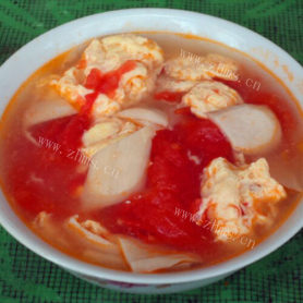 美味的番茄杏鲍菇鸡蛋汤