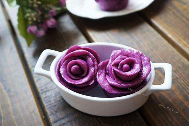 紫薯玫瑰花馒头颜值与营养并存