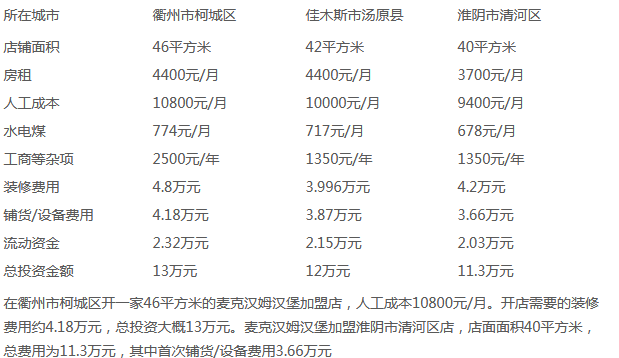 麦克汉姆汉堡利润分析 麦克汉姆汉堡利润分析