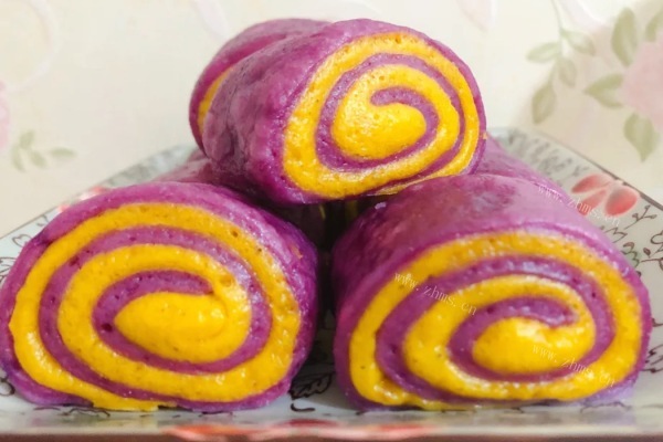 奶香紫薯南瓜馒头，健康和颜值并存第九步
