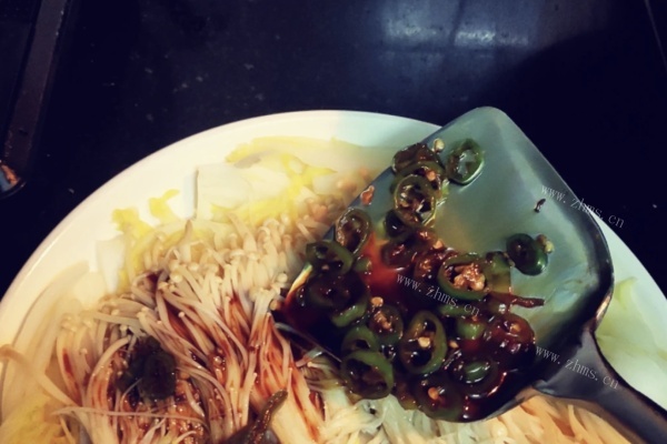 青椒酱油金菇掐菜，有滋有味超下饭第七步